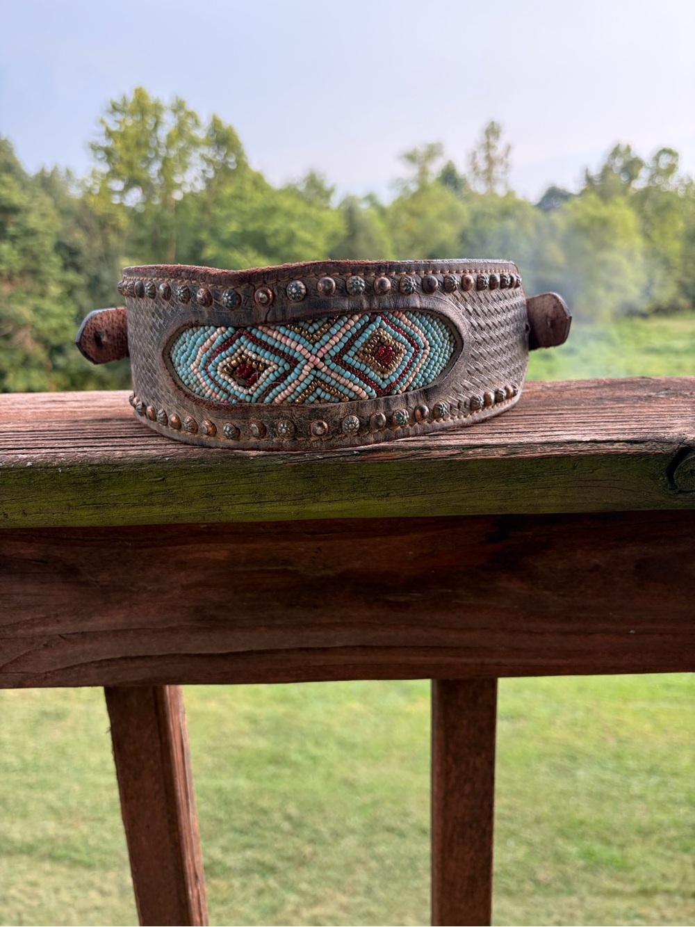 Beaded Leather bronc halter noseband